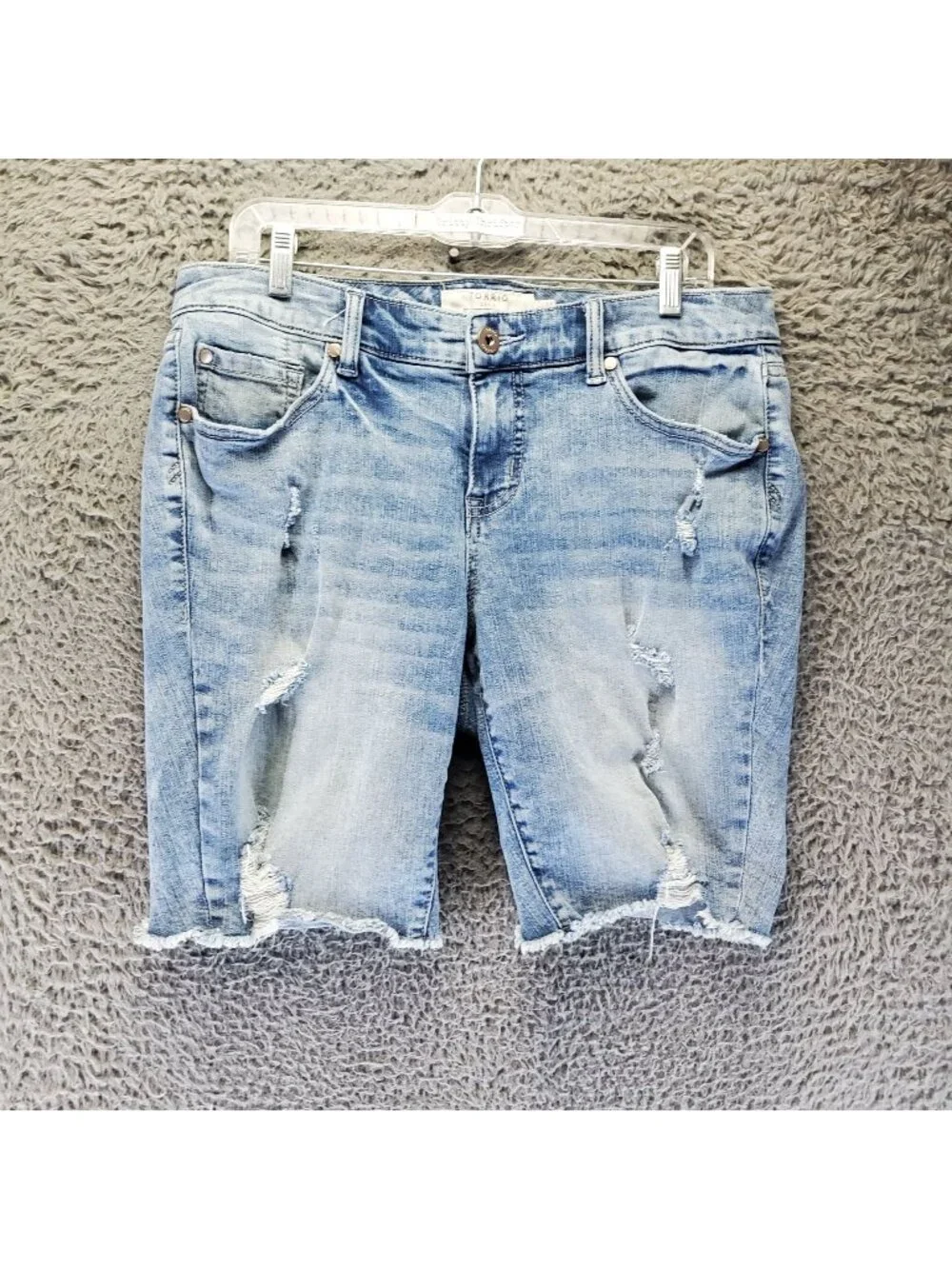 Torrid Shorts Womens Size 12 Light Blue Cutoff Stretch Denim Jorts *Read*